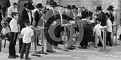 Portrait of Hasidism men is Jewish religious sect. Editorial Stock Photo