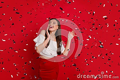 Portrait of her she nice-looking attractive lovely fascinating gorgeous pretty luxurious carefree cheerful cheery Stock Photo