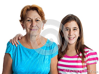 Portrait of an hispanic grandmother and granddaughter Stock Photo