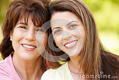 Portrait Hispanic mother and adult daughter Stock Photo