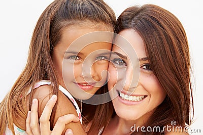 Portrait Of Hispanic Mother And Daughter Stock Photo