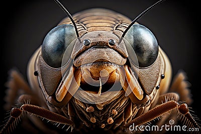 portrait of hissing cockroach close-up, shouts directly into the camera Cartoon Illustration