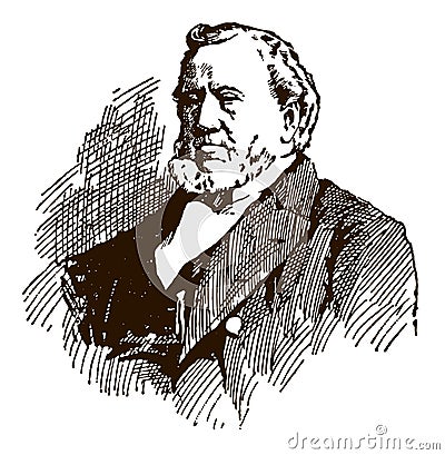 Portrait of American religious leader, politician and settler Brigham Young Vector Illustration