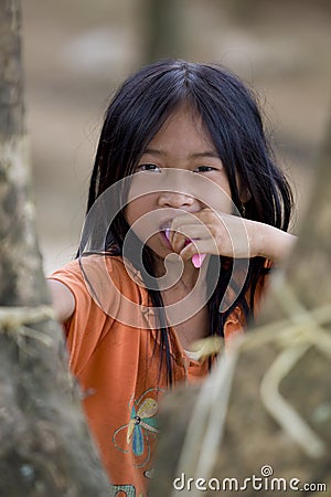 Portrait Hmong girl Laos Stock Photo