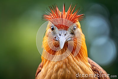 Portrait of a Hoatzin bird with a spiky crest Stock Photo