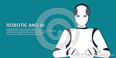 Portrait of human robot Vector Illustration