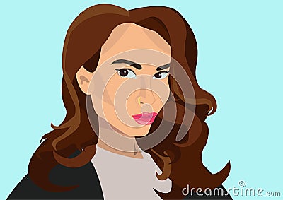 The Portrait Image of Realistic Girl with Piercing in her Nose Vector Illustration