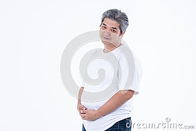 Portrait images of Asian obese men Stock Photo