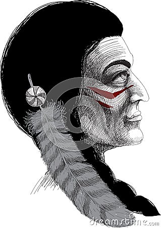 Portrait of an Indian warrior Vector Illustration