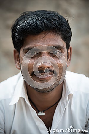 portrait of Indian man in local morning market at Hospet,Karnataka,South India Editorial Stock Photo