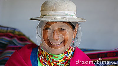Portrait of an indigenous old woman from the province of Chimborazo Editorial Stock Photo