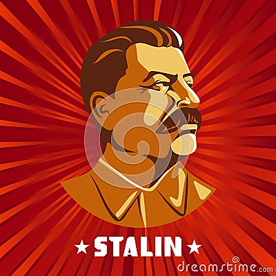 Portrait of Joseph Stalin. Poster stylized Soviet-style. The leader of the USSR. Russian revolutionary symbol Vector Illustration