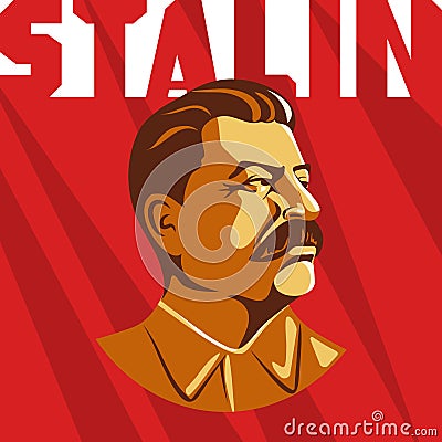 Portrait of Joseph Stalin. Poster stylized Soviet-style. The leader of the USSR. Russian revolutionary symbol Vector Illustration