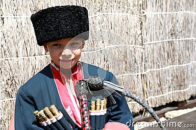 Kid in Cossack costume Stock Photo