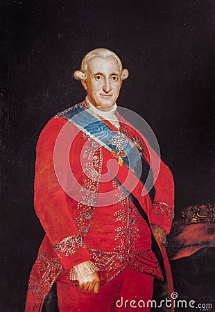 Portrait of King Charles IV of Spain, painted by Goya Editorial Stock Photo