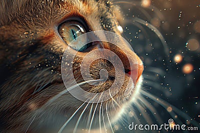 Portrait of a Kitten. Kitten on a sparkling lights or stars background Stock Photo