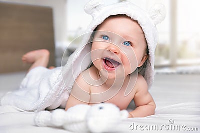 Portrait of a laughing baby girl Stock Photo