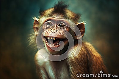 Portrait of a laughing monkey Stock Photo