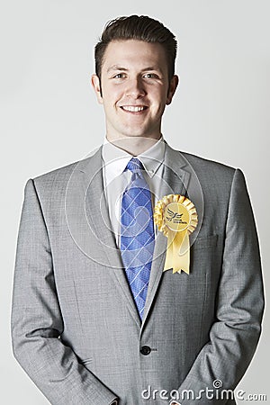 Portrait Of Liberal Democrat Politician Wearing Yellow Rosette Editorial Stock Photo