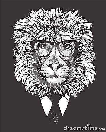 Portrait of Lion in suit. Vector Illustration