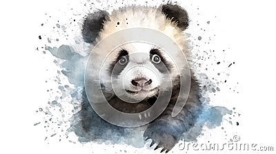 portrait little cute panda baby in watercolor Stock Photo