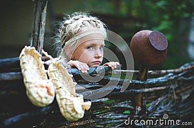 Portrait of a little girl of Slavic appearance Stock Photo