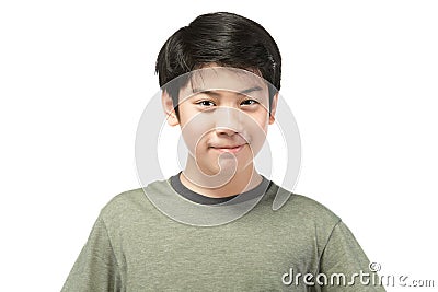 Portrait of look good asian kid isolated on white background Stock Photo