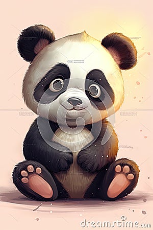 Portrait of a lovely panda bear in a bamboo forest Stock Photo