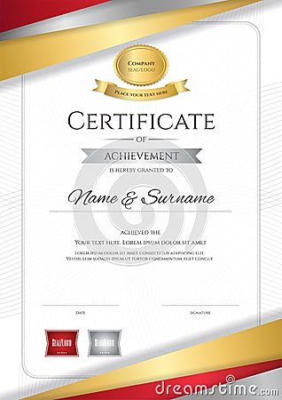 Portrait luxury certificate template with elegant border frame, Vector Illustration