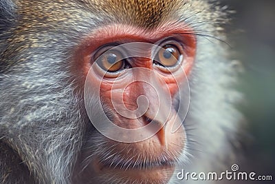 Portrait of a macaque monkey (Macaca fascicularis) Cartoon Illustration