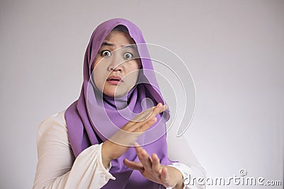 Muslim Woman Making Time Out Gesture Stock Photo