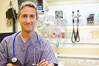 Portrait Of Male Doctor In Emergency Room Stock Photo