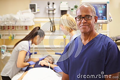 Portrait Of Male Nurse Working In Emergency Room Stock Photo