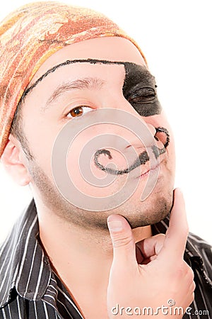 Portrait of a male pirate, hand painted Stock Photo