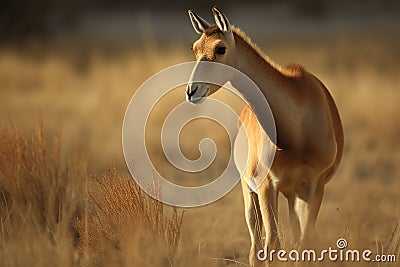 Portrait of male Saiga antelope or Saiga tatarica. Generative AI Stock Photo