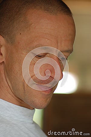 Portrait of man concentrating on his task Stock Photo