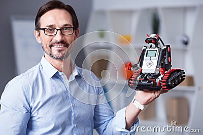 Portrait of a man with droid Stock Photo