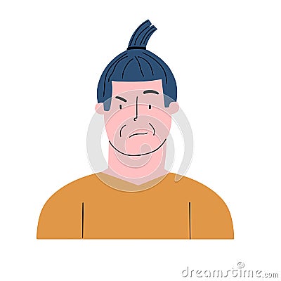 Portrait of a man with an expression of skepticism, puzzlement, surprise, distrust. Vector hand drawn illustration Vector Illustration