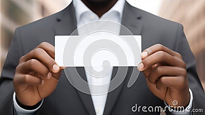 Man happy adult business executive handsome card hand formal portrait black confident american Stock Photo