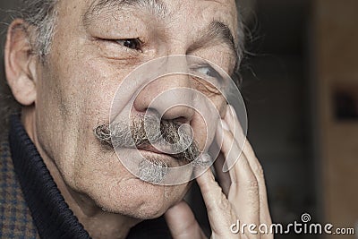 Portrait of the man with moustaches Stock Photo