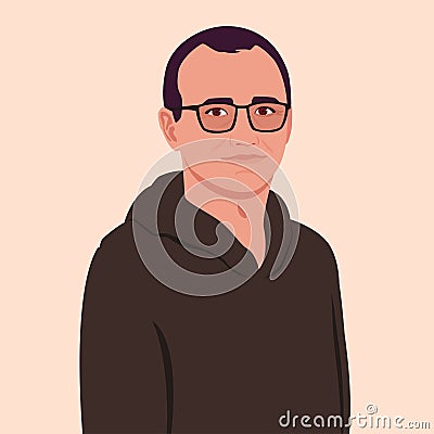 Portrait of a man with receding hairline Vector Illustration