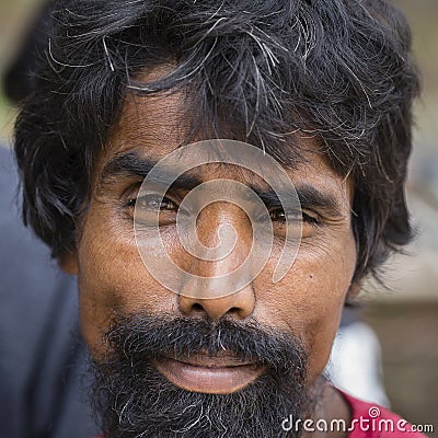 Portrait man in street Kathmandu, Nepal Editorial Stock Photo