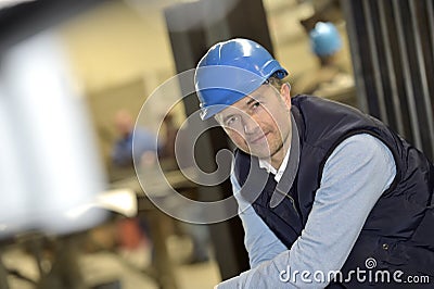 Portrait of man supervisor in industrial factory Stock Photo