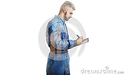 Portrait of manager on white isolated Stock Photo