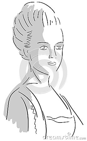 Portrait of Marie Antoinette Queen of France Vector Illustration