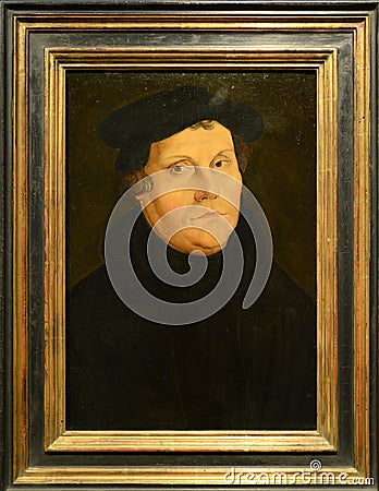 Martin Luther by Lucas Cranach the elder after 1528, Old Masters Collection Wuerth, Schwabisch Hall, Germany Editorial Stock Photo