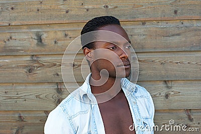 Portrait of a masculine black man standing alone Stock Photo