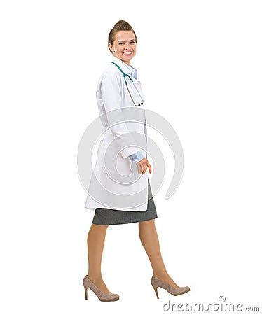 Portrait of medical doctor woman going sideways Stock Photo