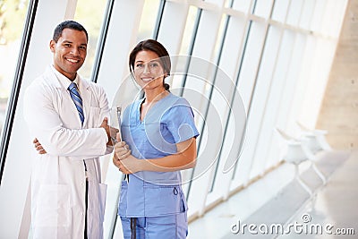 Portrait Of Medical Staff In Corridor Of Hospital Stock Photo