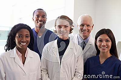 Portrait Of Medical Staff In Hospital Exam Room Stock Photo